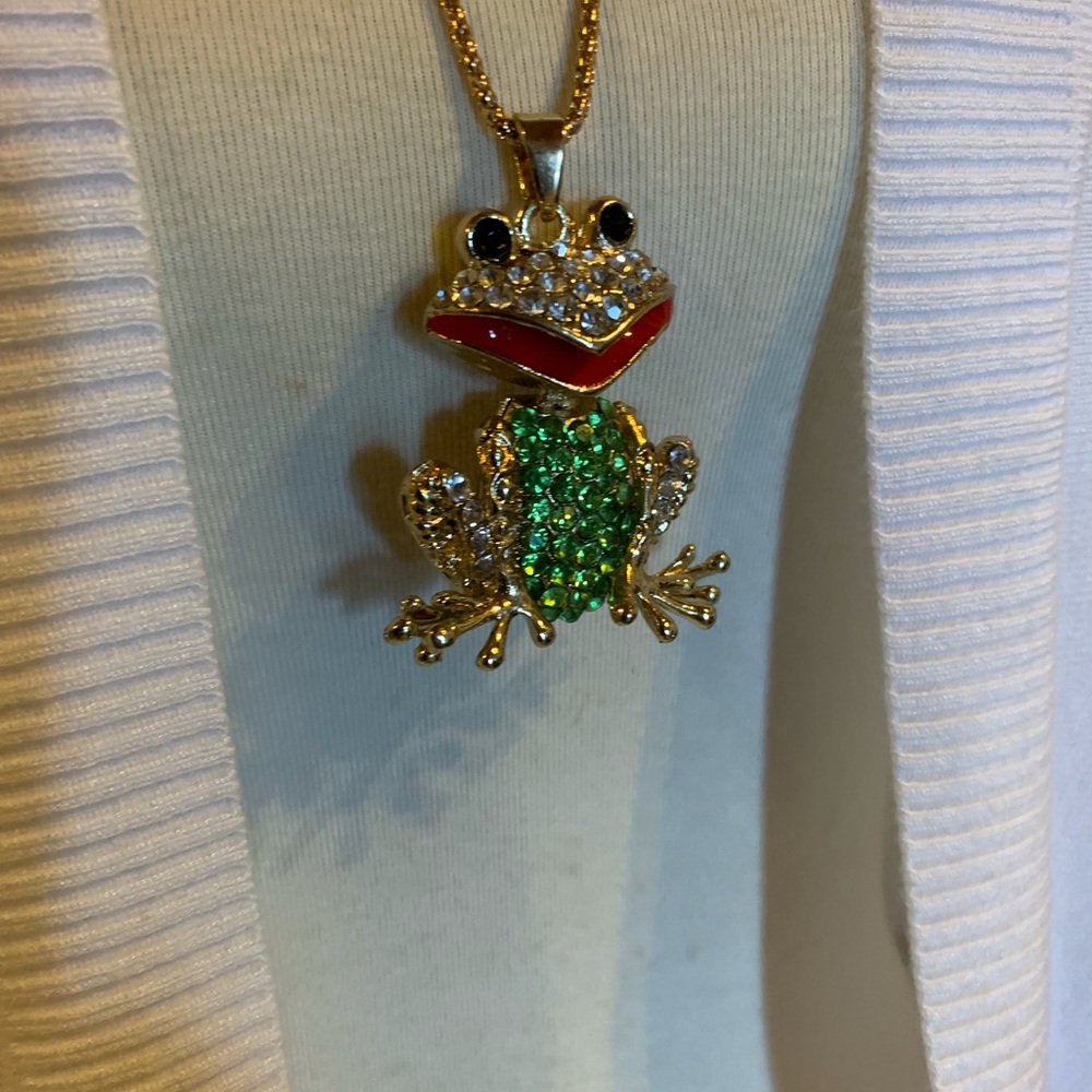 Betsey Johnson Necklace-Jeweled Frog - Picture 2 of 7